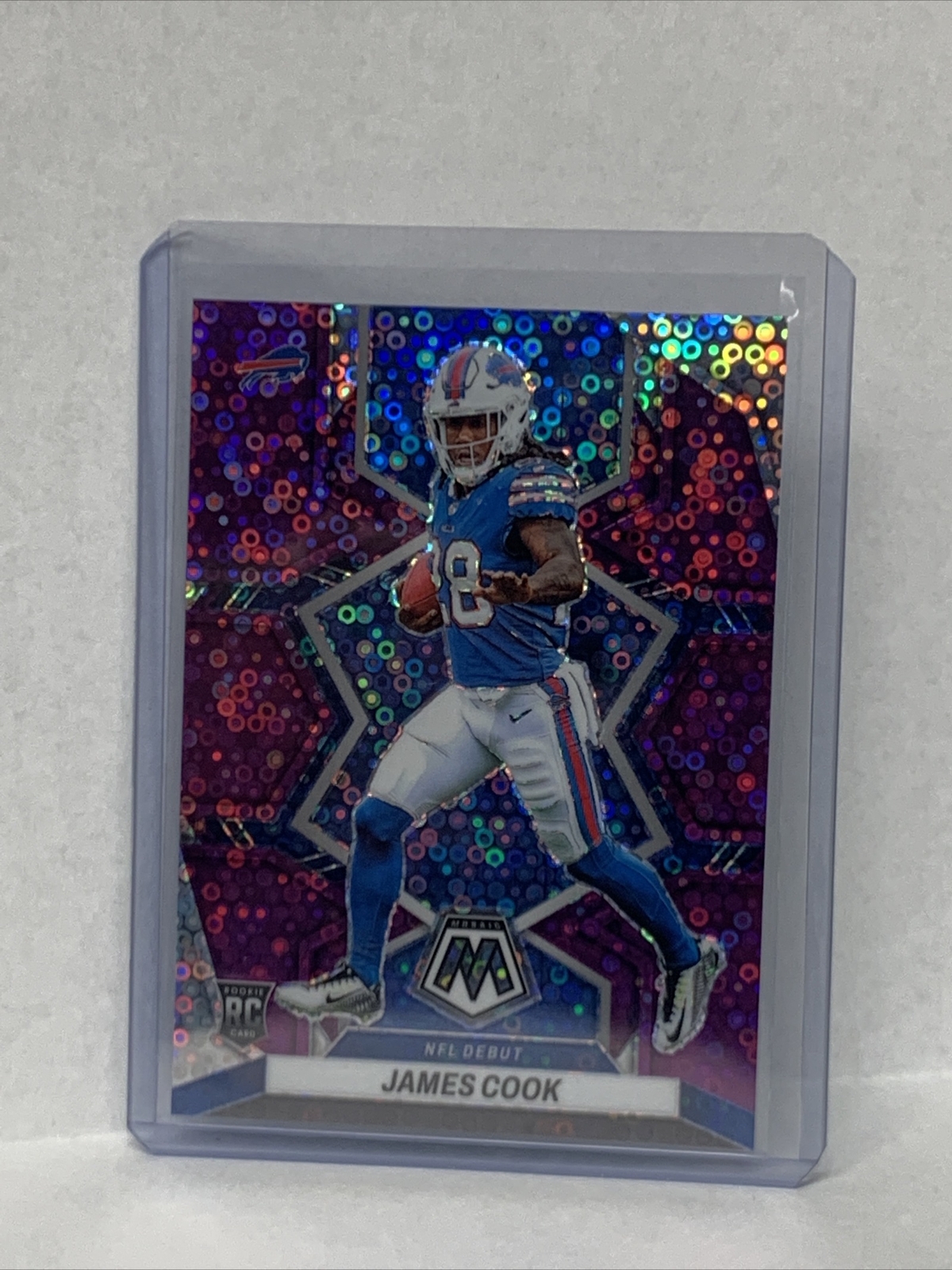 2022 Mosaic James Cook #285 NFL Debut Purple Disco /50 Buffalo Bills