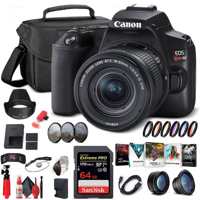 Canon EOS Rebel SL3 DSLR Camera W/ 18-55mm Lens (Black) (3453C002) Graphic