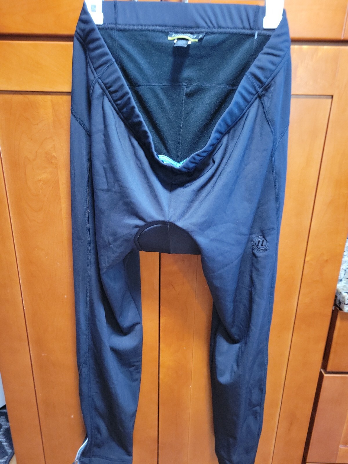 Women's NOVARA Cycling Pants Padded Ankle Zip Black Tights Nylon Blend Size XL