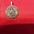 Exclusive vintage antique silver art medallion WOLVES-925 sample