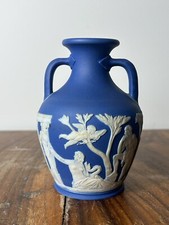 Wedgwood Blue Jasperware Portland Vase Miniature 13cm 19th Century