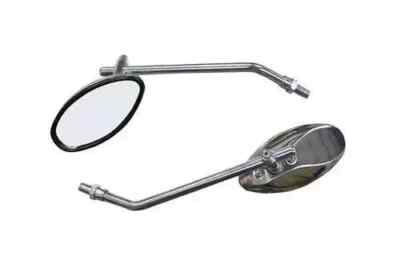 Open Box BikeTek Universal Oval Warrior Mirrors 10Mm Brushed Chrome (Pair)