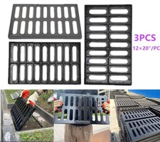 Cast Iron Drain Grate 3 PCS 12 20IN Outdoor Drain Cover Sewer Grates Durable