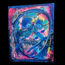 "Fred" Contemporary Face painting Original Art Brut 16 X 20 Modern Portrait Bold