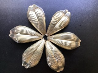 6 Silver Plated Flower Pedal Ashtrays For S. Agudo Art Deco MCM Super Clean