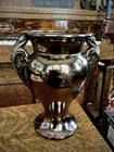 Vintage Royal Haeger Metallic Mirror Silver Swan Handle Trophy Vase Model 402