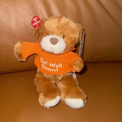 CUDDLE BARN TEDDY BEAR PLUSH 8'' ~ GET Well Soon ~ BETTER BEAR ORANGE NWT
