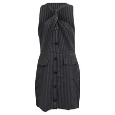 Ganni Twist-Front Jacquard Mini Dress In Dark Gray Recycled Polyester Wo Size 38