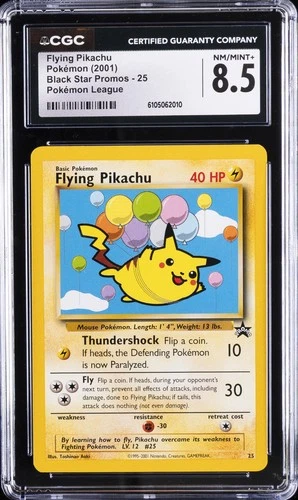 2001 POKEMON BLACK STAR PROMOS POKEMON LEAGUE #25 FLYING PIKACHU CGC 8.5