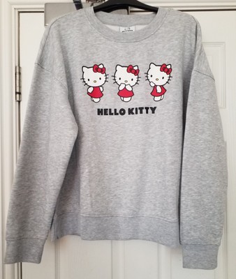 Primark HELLO KITTY Womens Printed Grey Marl Sweatshirt Jumper UK Size Med 12/14
