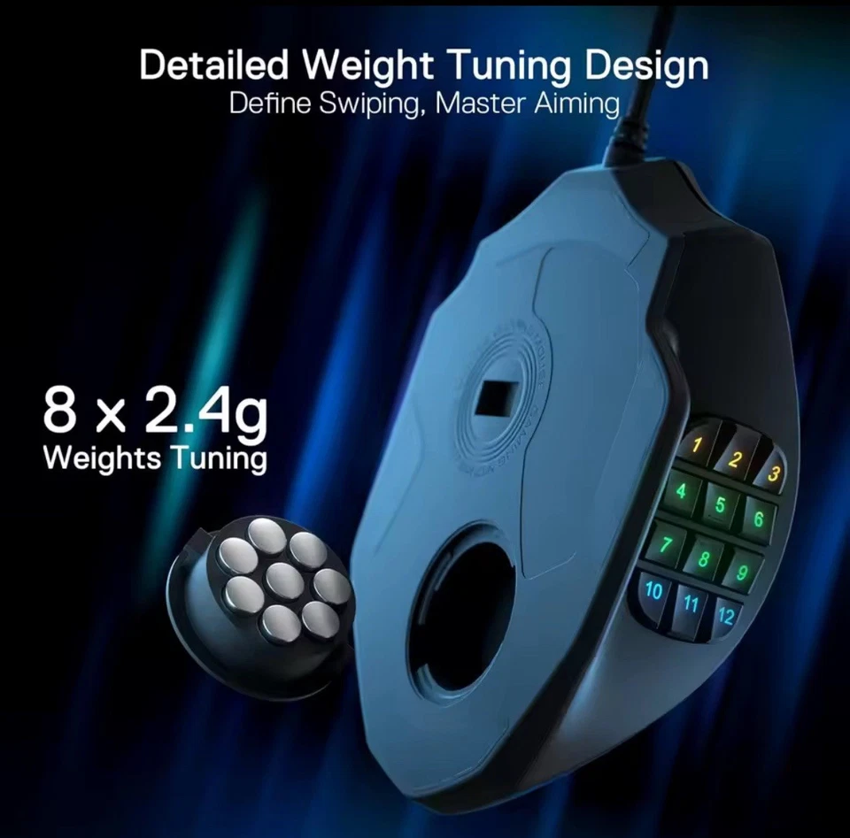 Redragon M908 LED-USB-Gaming-Maus, 18 programmierbare Maustasten, 12400 DPI - Bild 3 von 4