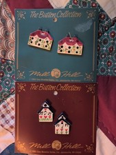The Button Collection. Mill Hill Set Off 4 House Buttons Ceramic Vintage