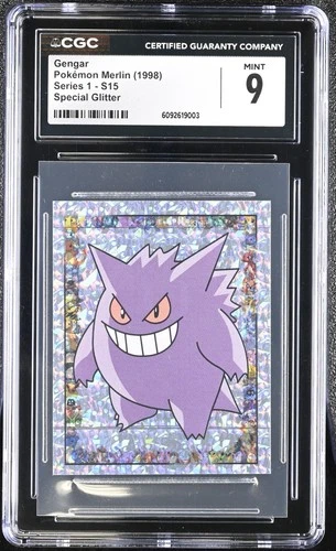 1998 Pokemon Merlin Series 1 Sticker Gengar Special Glitter #S15 POP 73 CGC 9