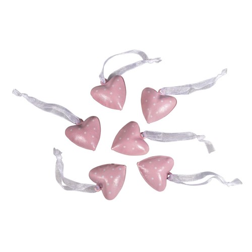 Clochettes en métal Coeur, rose layette, 3x2,5cm, pendent. organd, 6 pces - Imagen 2 de 2
