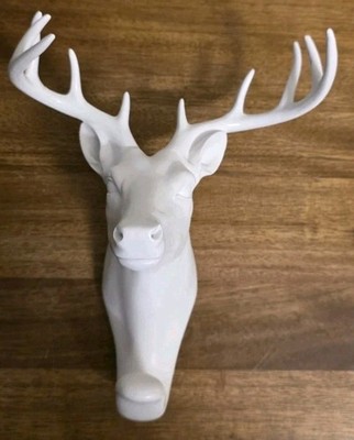 White Deer Head w/ Antlers Buck Wall Art Coat Hook Hobby Lobby NEW w/tag