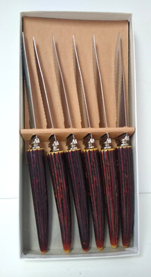 Regent Sheffield Stainless Steak Knife Set 6 Knives - Vintage Cutlery NIB