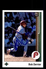 Signed Baseball Card Auto Bob Dernier 1989 Upper Deck #340 Philadelphia Phillies