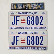 Coppia Targhe Washington DC Fine Tassazione Senza Etichette di Rappresentanza JF6802