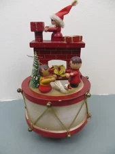 Vintage Sears Christmas wood music box - Plays "We Wish you a Merry Christmas"