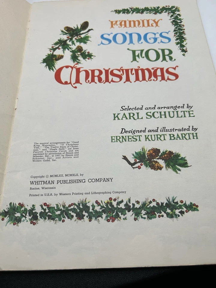 LOT 2 Vintage Family Song For Christmas Whitman 1962 & Beginners Carol Book 1953 - Image 4 of 4