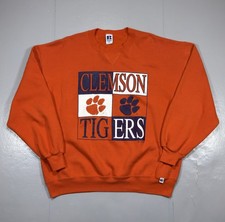 Vtg Clemson Tigers Sweatshirt Mens XXL Russell Athletic Orange 90s Crewneck USA