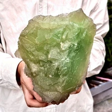 7.17LB Natural green cubic fluorite quartz crystal mineral specimen