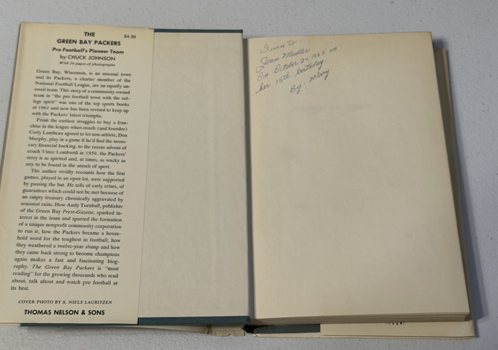 Green Bay Packers Pro Football Pioneer Team Chuck Johnson 1963 Hard Cover Rev Ed