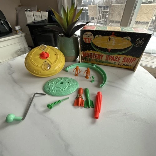 Vintage Original Marx Mystery Space Ship Set + Box, Gryo-Powered Toy