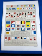 C.1900 Signal & Pilot Flags Lithograph ~ Lindner, Eddy & Clauss NY  12 1/8" x 9"