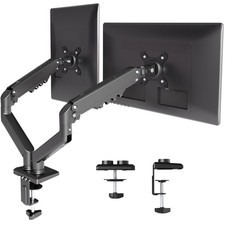 Claiks Dual Monitor Arm 15-32" Gas Spring Stand VESA 75/100 Clamp Grommet 40lb
