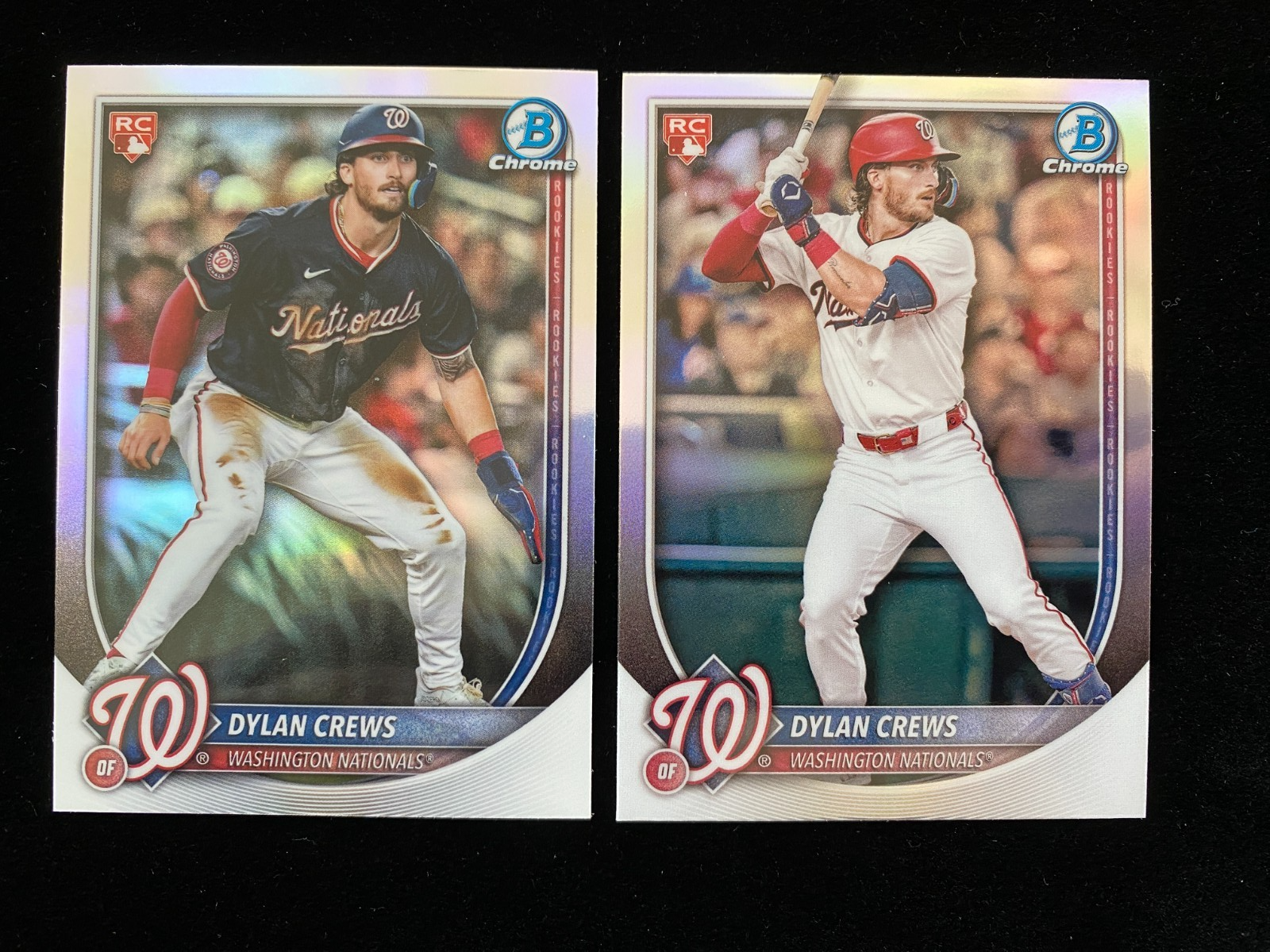2025 Bowman Chrome DYLAN CREWS Rookie RED LOGO REFRACTOR Nationals 2 Card RC Lot