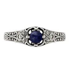 Natural Lapis Lazuli - Afghanistan 925 Sterling Silver Ring s.6 Jewelry R-1172