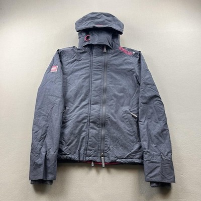 Superdry Jacket Original Windcheater Womens XS Gray Pink Fleece Lined Full Zip