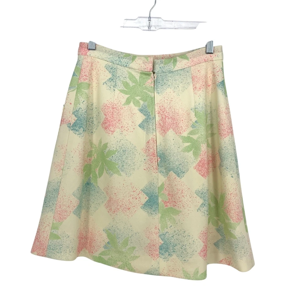 Винтажные женские шорты 70-х размер 27 дюймов пастельный принт с листьями кремовые зеленые розовые синие - Изображение 2 из 4