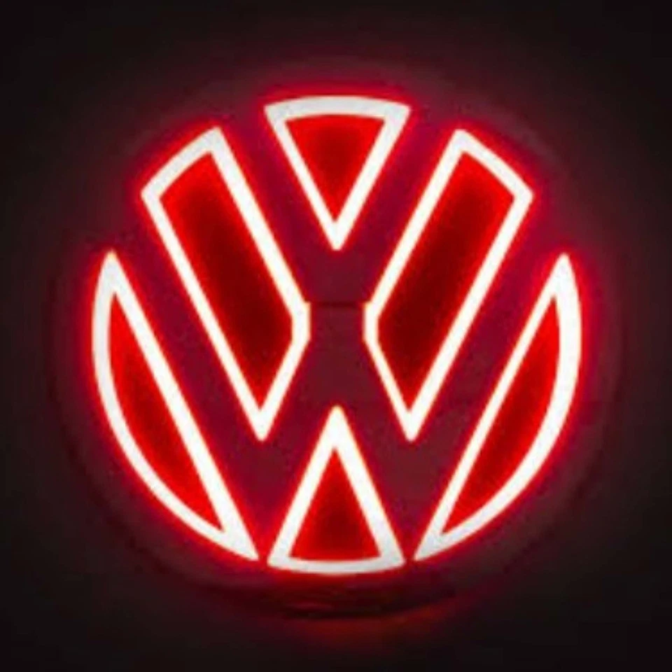 Chrome LED Emblem For Volkswagen VW Front Grille Rear Trunk 4.3" RED LED Light - Image 3 of 4