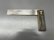 (N) VINTAGE STANLEY TRY SQUARE 9" ROSEWOOD BRASS RULER PAT. 12-29-96 VGC USA