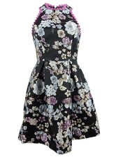Laundry by Shelli Segal Women's Floral-Printed Pom Pom Fit & Flare Dress