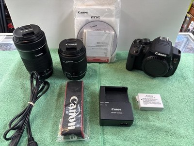 Canon EOS Rebel T5i DSLR Camera 18MP  w/18-55mm & 55-250mm Lens