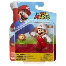 Jakks 86739 Super Mario Figur Feuer-Mario mit Feuerblume 10 cm Wave 25