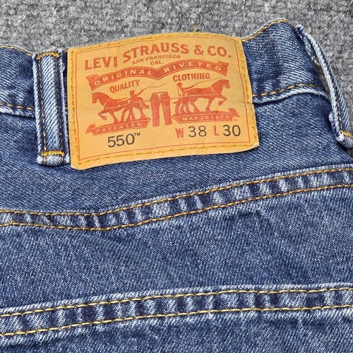 Jeans 38X30 Levis 550 Relaxed Fit blu lavaggio gambe affusolate denim vintage - Foto 9 di 9