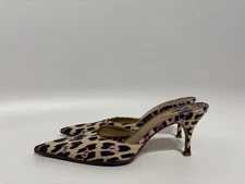 Vtg Roberto Cavalli Just Cavalli Leopard Print Leather Mule Heels 39