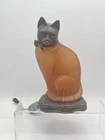 Vintage Tiffany Style Andrea by Sadek Look Alike Cat Night Light Amber Glass '96