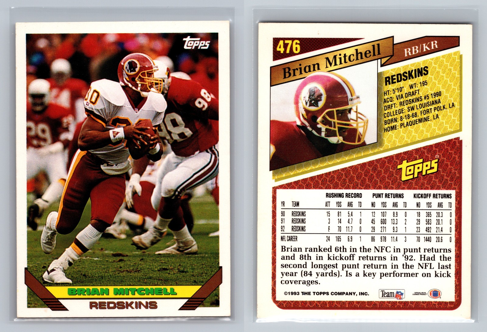 1993 Topps #476 Brian Mitchell
