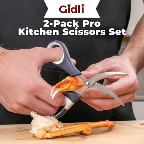 2 Pack Heavy Duty Stainless Steel Kitchen Shears and Seafood Scissors Set - Afbeelding 5 van 8