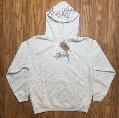 Stussy Embroidered Logo Hoodie Color Ash Heather Size Large