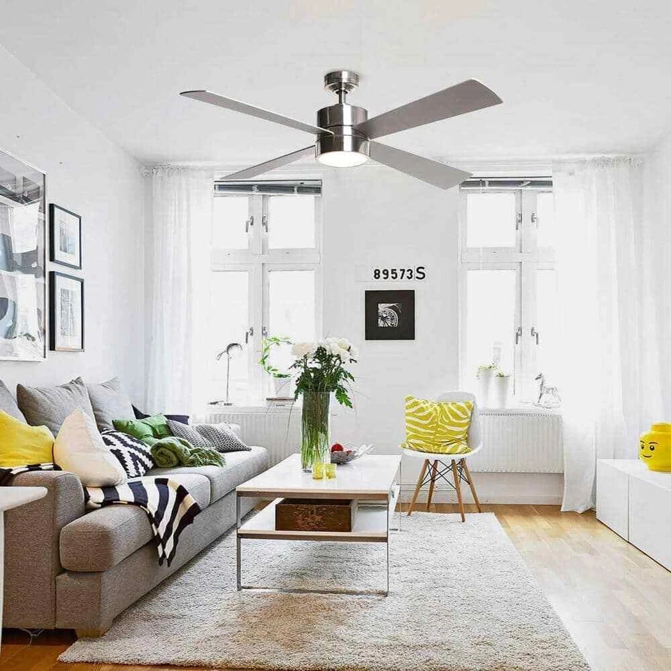 matrix decor 52" LED Brushed Chrome Ceiling Fan with Light Kit & Remote Control - Image 2 of 4