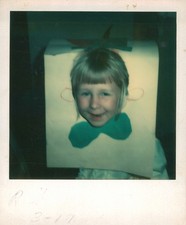 Old Vintage Photo COLOR POLAROID SOLO GIRL FUNNY COSTUME INSTANT PHOTOGRAPH