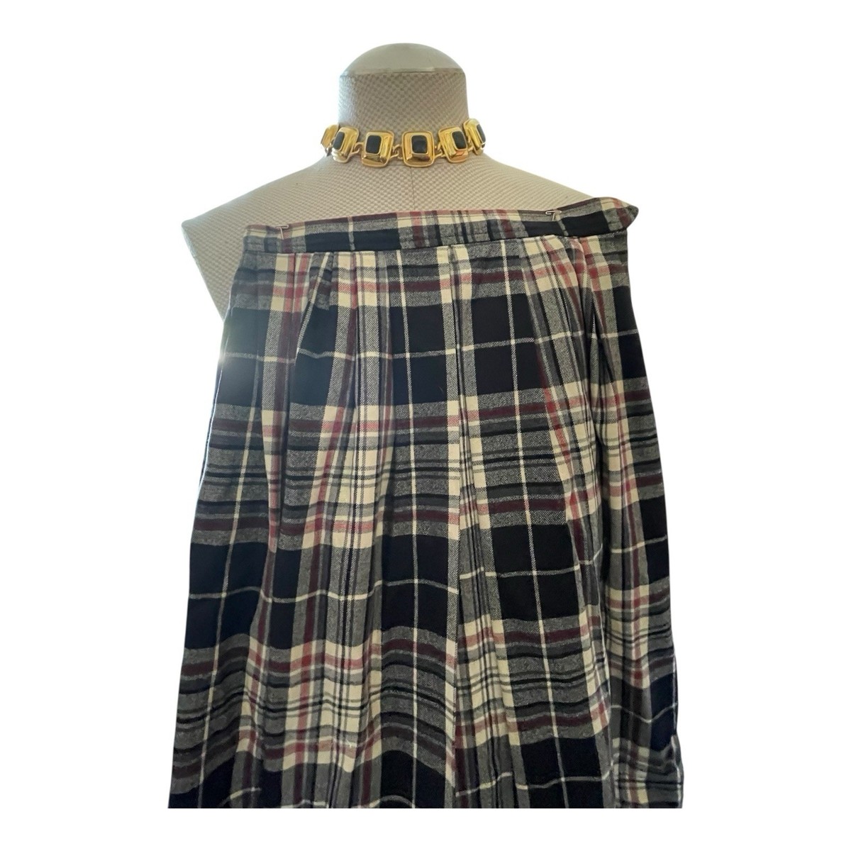 Vintage YVES Saint Laurent Rive Gauche Women's Plaid Pleated Skirt