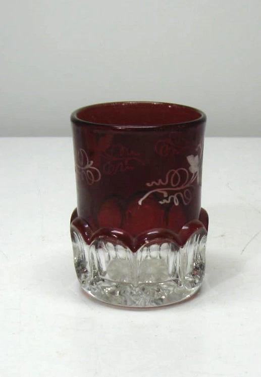 EAPG *** RUBY STAINED = EYEBROWS = ETCHED TUMBLER =ERA 1890 - Image 4 of 4