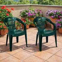 2 Stk. Gartenstuhl Stapelstuhl Piona Bistrostuhl Stapelsessel Kunststoff GrüN